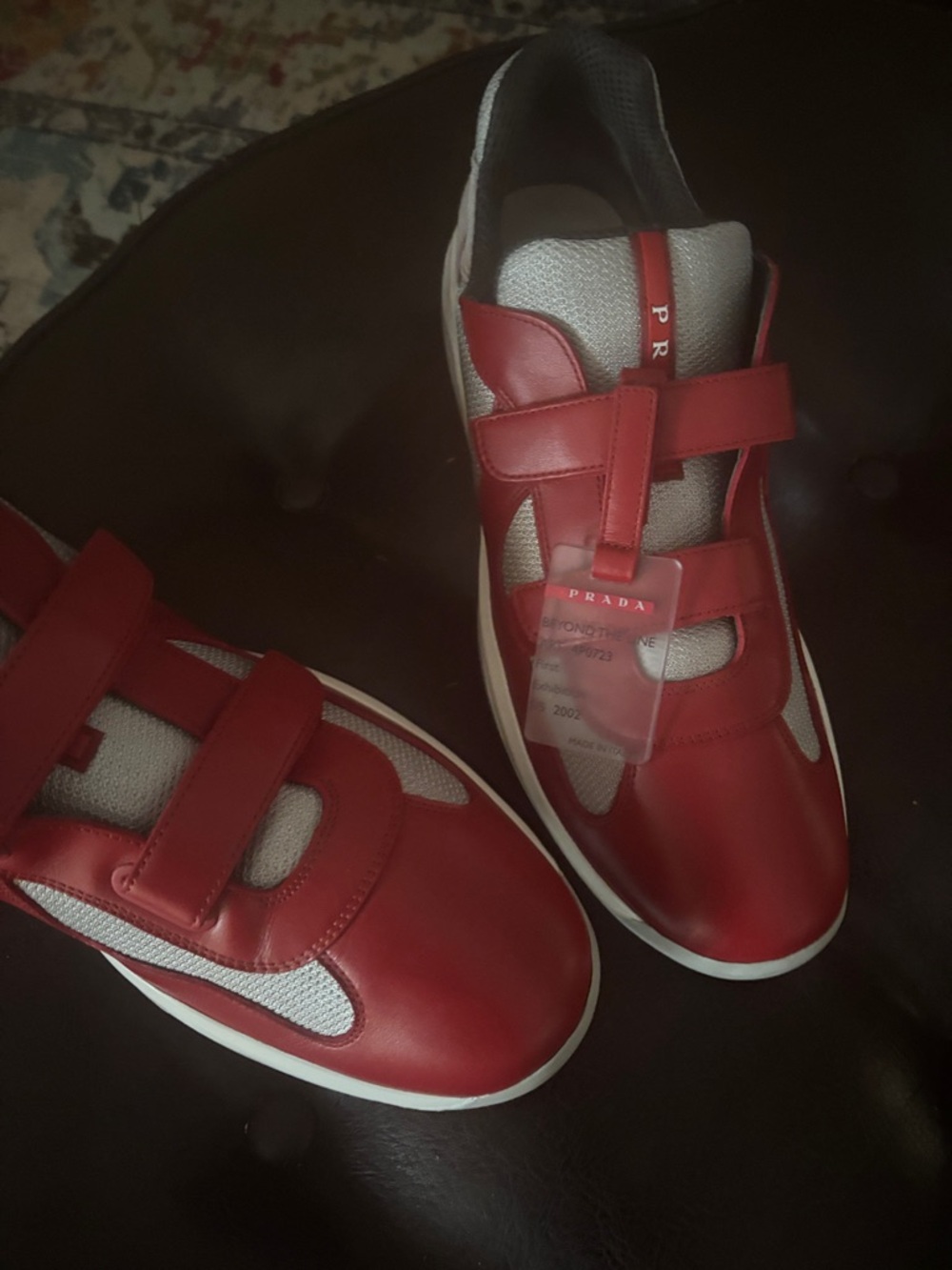 Prada Red and Gray Men's Sneakers - Picture 3 of 7